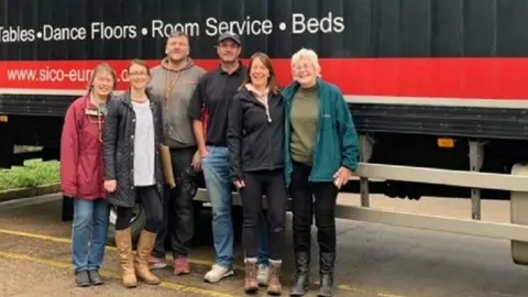 Sarah Redmond From left Maureen Frost, Stephanie Dellicompagni; Mark Redmond; Stuart Mackenzie from Sico, Sarah Redmond and Sue Kay