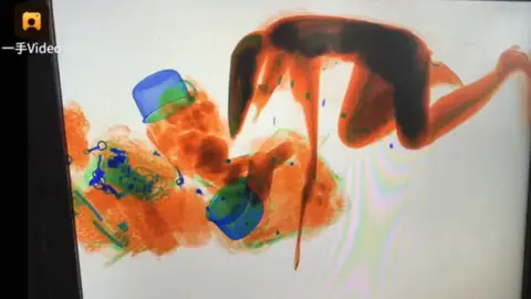 Pear Video X-ray image of woman with her handbag