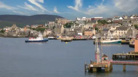 The Bressay ferry Fivla arrives in Lerwick