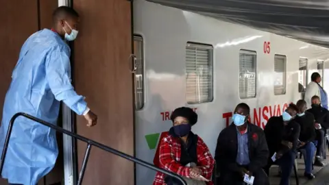 Reuters Train used as vaccination centre in East Rand, South Africa