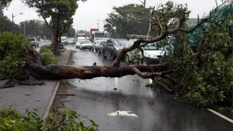 Reuters Traffic jams caused by fallen trees during a storm in Durban, South Africa October 10, 2017