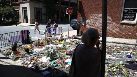 Getty Images Flowers at scene of Charlottesville incident