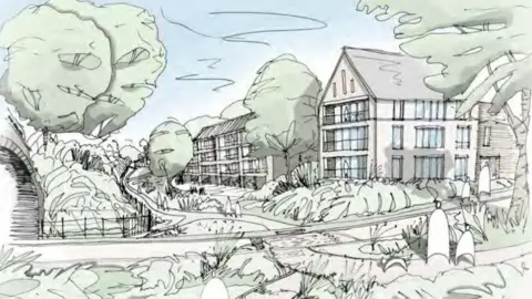 An artist's impression of a proposed entrance gateway to the north of a housing site
