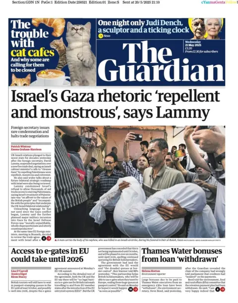  "Israel's Gaza rhetoric 'repellent and monstrous', says Lammy".