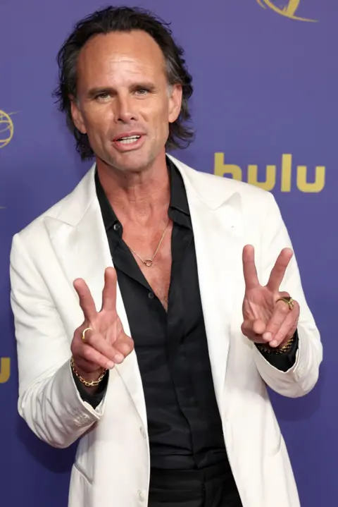 Getty Images Walton Goggins attends the 76th Primetime Emmy Awards astatine  Peacock Theater connected  September 15, 2024 successful  Los Angeles, California