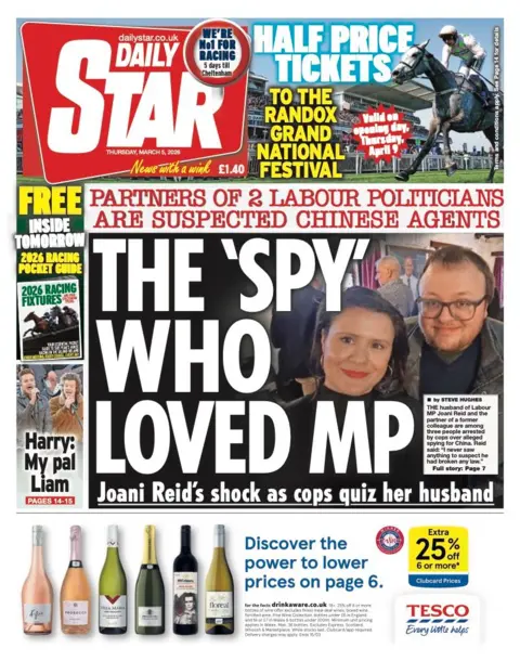 The headline on the front page of the Daily Star reads: “The 'spy' who loved MP”.