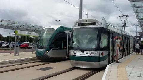 Trams at Toton tram stop