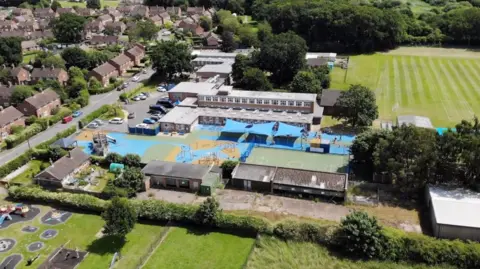 Robby West/BBC An aerial shot of Howard Junior School.