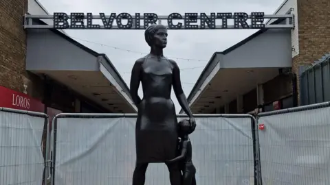North West Leicestershire District Council The 1963 Mother and Child statue at the entrance to the Belvoir Centre in Coalville