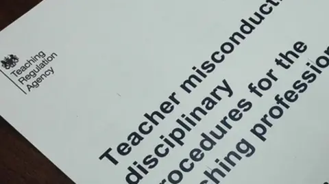 Image of a disciplinary file from the Teacher Regulation Agency