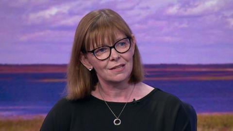 Dr Ursula Mason on the set of BBC Northern Ireland's Sunday Politics programme