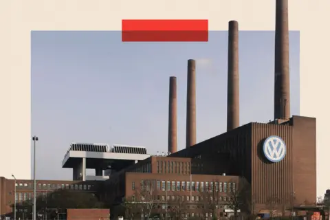 Getty Images The Volkswagen logo at the German carmakers' main factory  