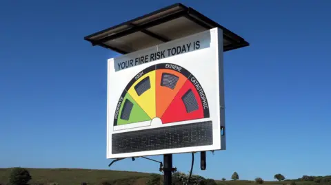 Wildfire warning sign in Derbyshire