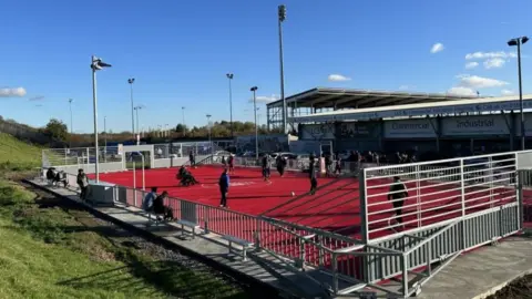 Jake Sharpe/BBC The new pitch after it opened on Saturday