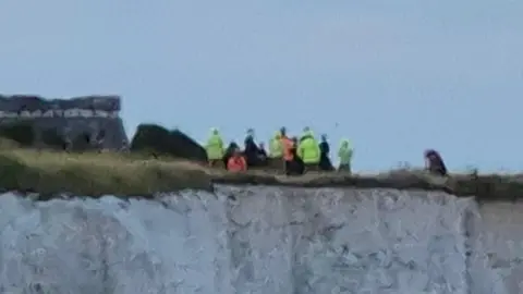 Gary Frame Emergency teams on the cliffs at Broadstairs