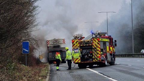 Fire engines attend incident on M20 motorway, Kent