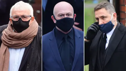 PA Media Left-right: Christopher Biggins, Ross Kemp and David Walliams were among the mourners