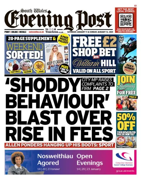 South Wales Evening Post South Wales Evening Post front page