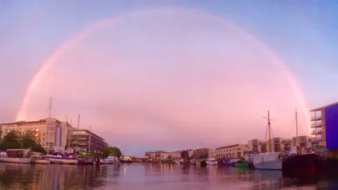Rare 'pink rainbow' spotted in sky over Bristol