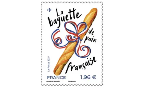 La Poste Design of a new scratch and sniff baguette themed stamp which has gone on sale in France