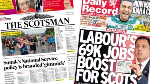 Newspaper front pages from May 27