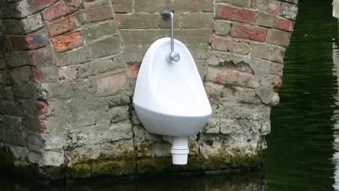 Impro A urinal on the side of Sonning Bridge.