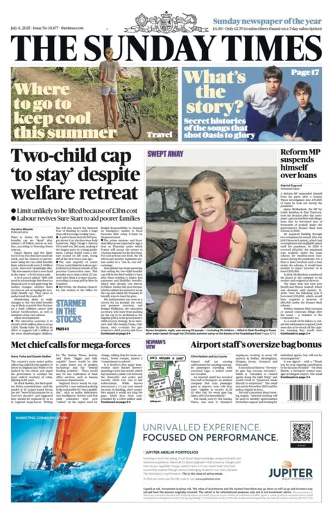 "Two-child cap 'to stay' despite welfare retreat," is the headline on the Sunday Times