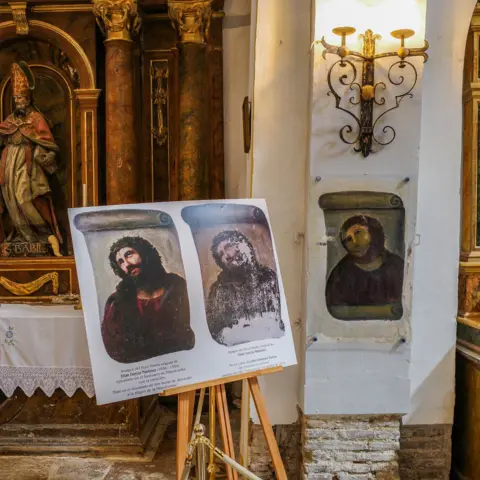 Getty Images Borja, Spain - 17 April 2025: Ecce Homo at the Sanctuary of Mercy church, Borja, Aragon