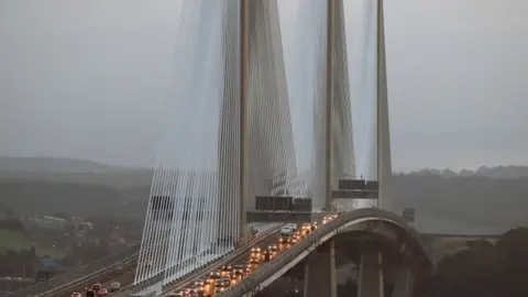 PA Traffic flowed on the Queensferry Crossing for the first time on Wednesday