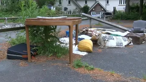 BBC Fly tipping near Y Plas, Machynlleth