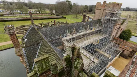 National Trust Oxburgh Hall with scaffolding