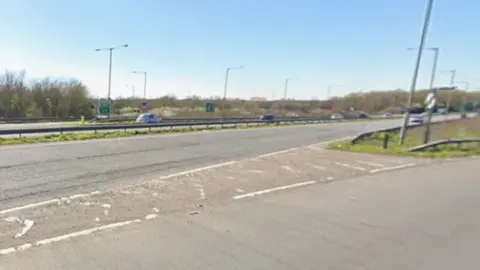 A Google Streetview image of the eastbound slip road coming on to Bad Munstereifel Road.