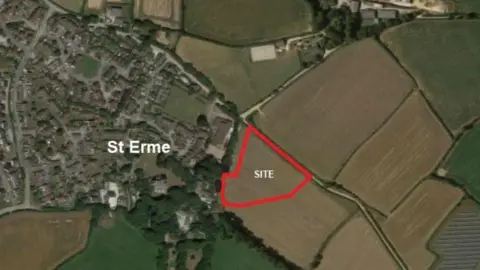 Google Maps / Trewin Design Architects A Google map image showing where the St Erme development would be built 