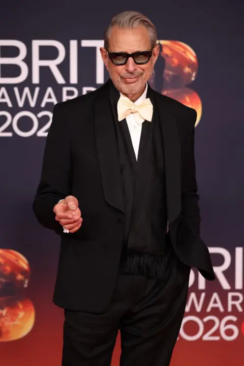Getty Images Jeff Goldblum in a tuxedo on the red carpet.