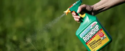 Reuters A woman uses a Monsanto"s Roundup weedkiller spray without glyphosate in a garden in Ercuis near Paris, France, May 6, 2018