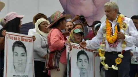 AFP Mr Lopez Obrador delivers a speech during a campaign rally in Iguala, Guerrero state, Mexico on May 25, 2018.