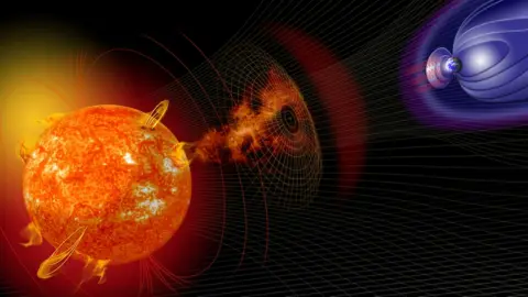 NASA Artwork of the Sun changing the conditions in near-Earth space