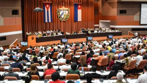 AFP The Cuban parliament in the first session under the new government of President Miguel Diaz-Canel, at the Convention Palace in Havana, on 2 June 2018