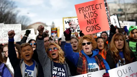 Reuters Demonstrators chant as students and gun control advocates hold the "March for Our Lives" event demanding gun control after recent school shootings at a rally in Washington