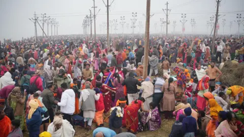 Ankit Srinivas Thousands of pilgrims gathered on the banks of the river