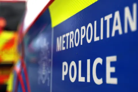 Close up of police logo on a police car. 
