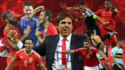 A collage of memorable moments during games involving Wales and Belgium