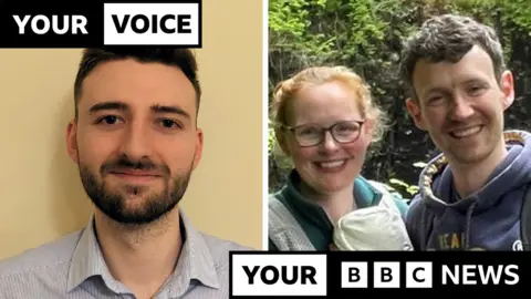 Composite image showing Liam Roberts on the left, and Lucy and Daniel Slavin on the right