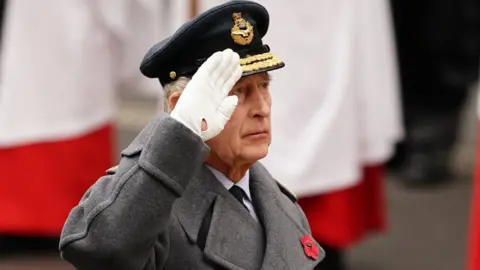 PA Media King Charles salutes the Cenotaph in last year's event