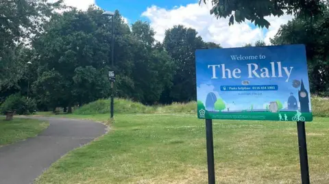 Leicester City Council Rally Park sign