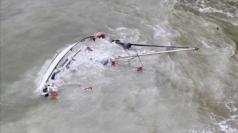 Yacht capsized off the Sussex coast near Seaford