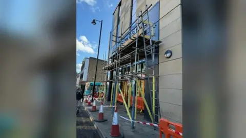 BBC Scaffolding outside Durham Bus Station