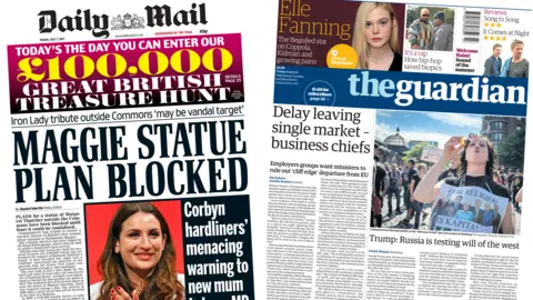 Daily Mail and Guardian front pages