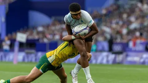 Getty Images Maria Rokotuisiga #11 of the Fiji Women's National Team during a women's 9th Place Semi Final match between Fiji and Brazil 