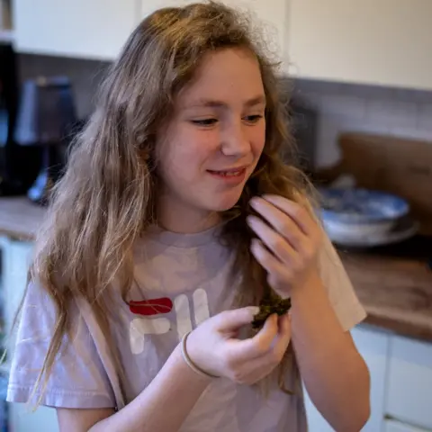 Trying a seaweed snack